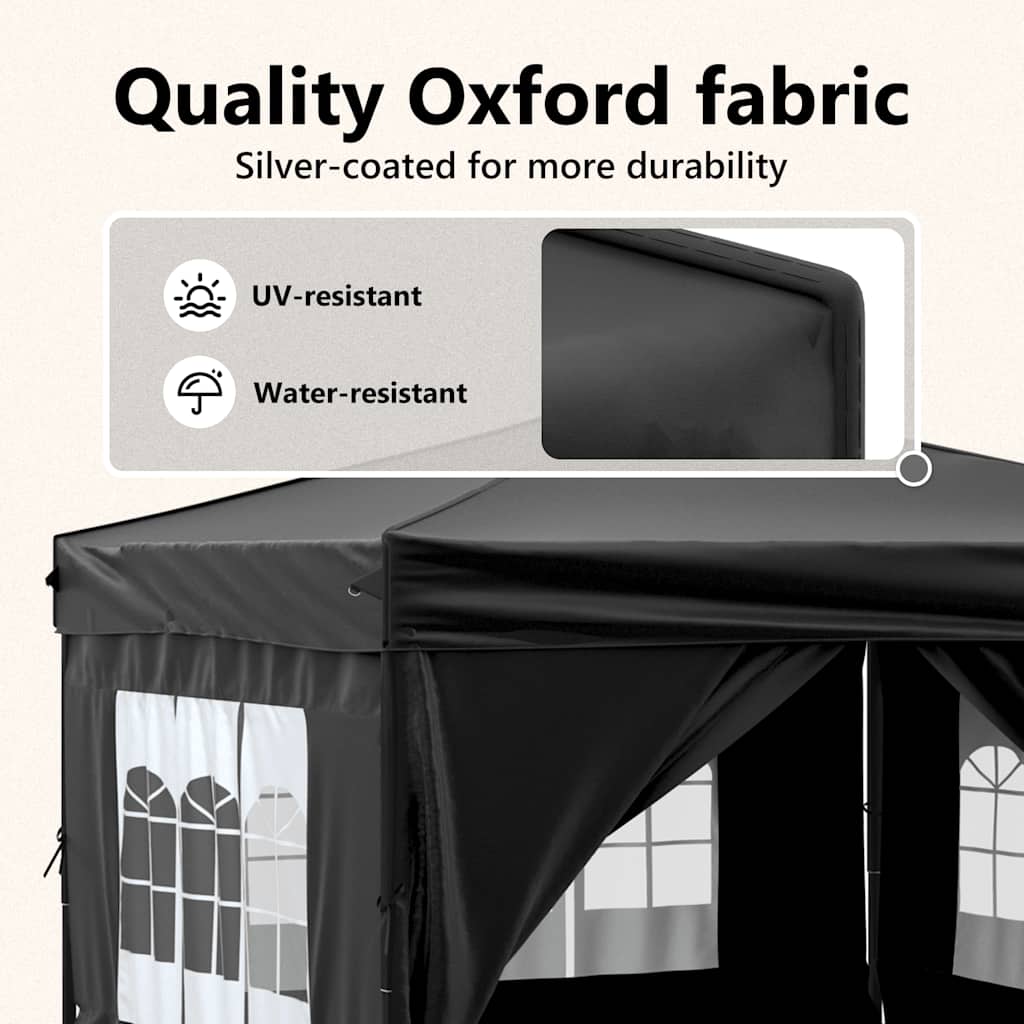 Tenda per Feste Pieghevole con Pareti Laterali Nero 3x3 m