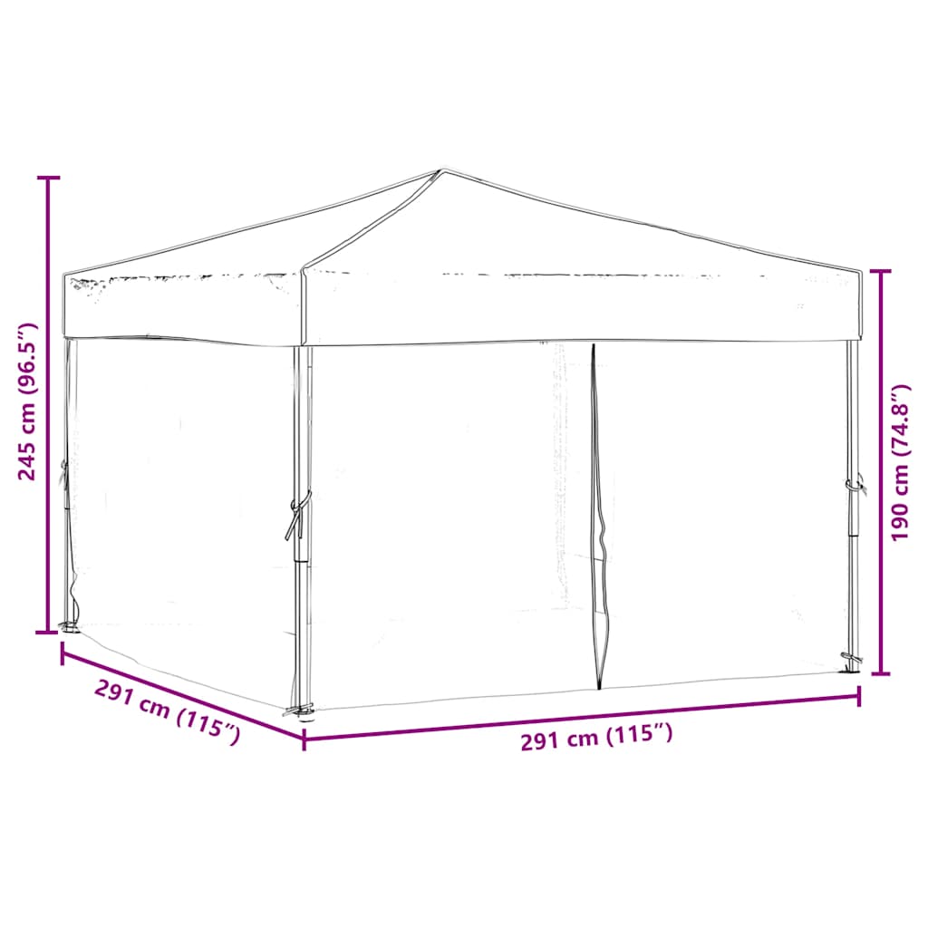 Tenda per Feste Pieghevole con Pareti Laterali Nero 3x3 m