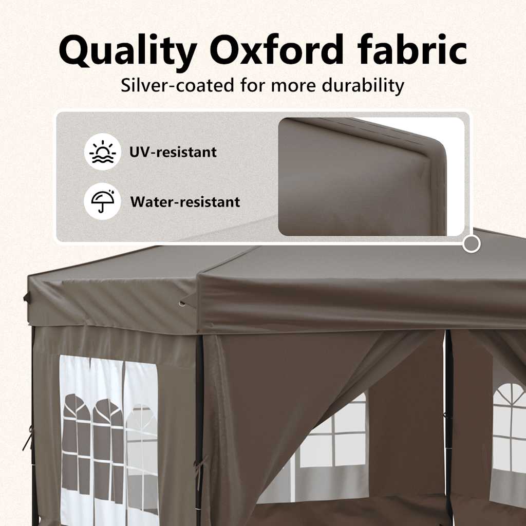 Tenda per Feste Pieghevole con Pareti Laterali Tortora 3x3 m