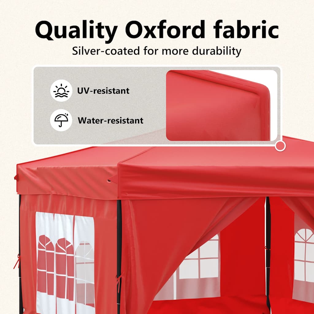 Tenda per Feste Pieghevole con Pareti Laterali Rosso 3x3 m