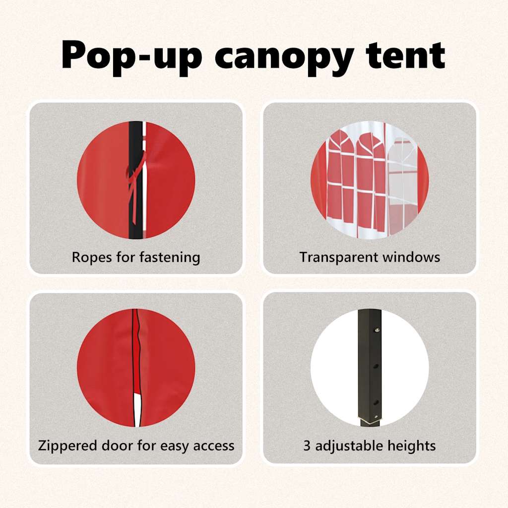 Tenda per Feste Pieghevole con Pareti Laterali Rosso 3x3 m