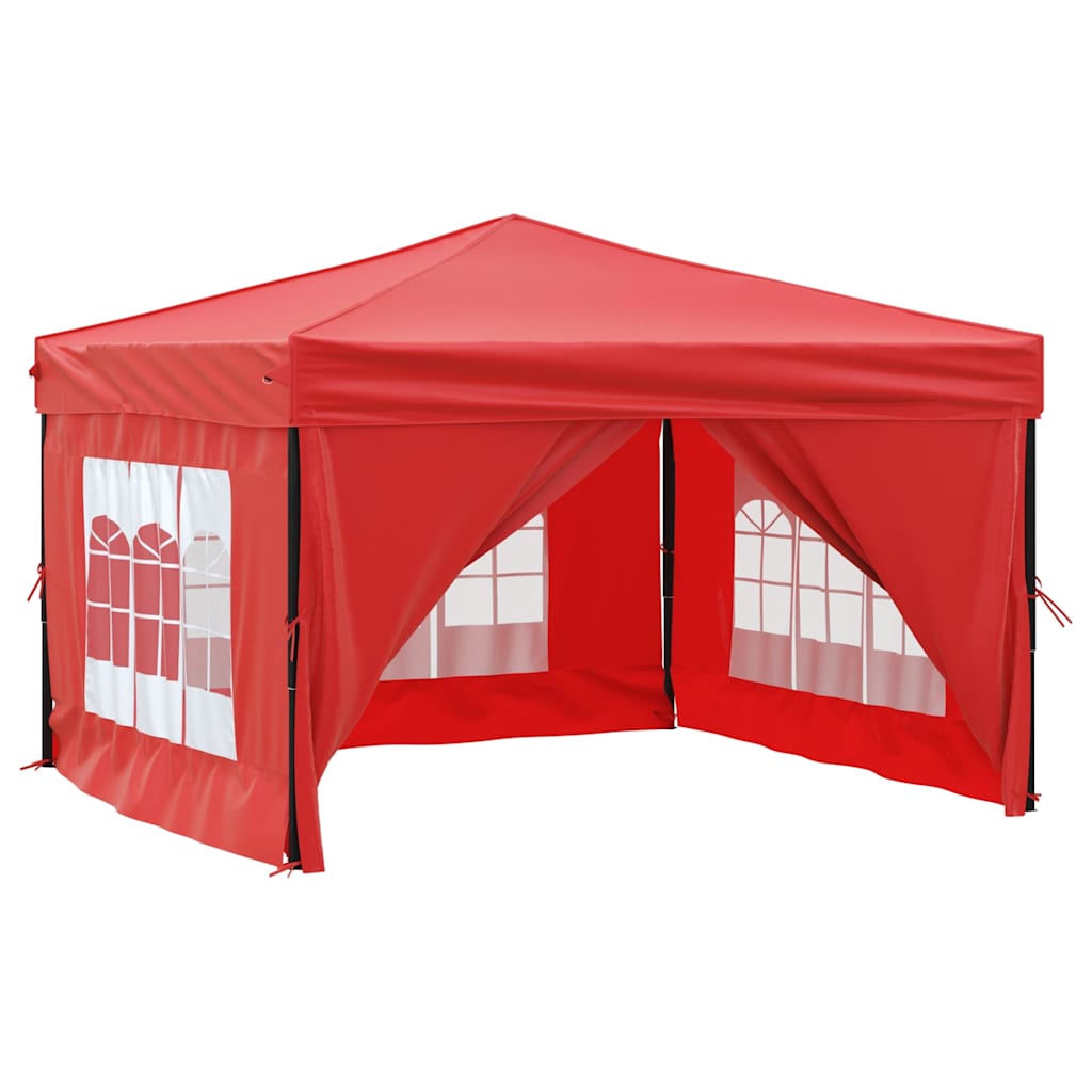 Tenda per Feste Pieghevole con Pareti Laterali Rosso 3x3 m