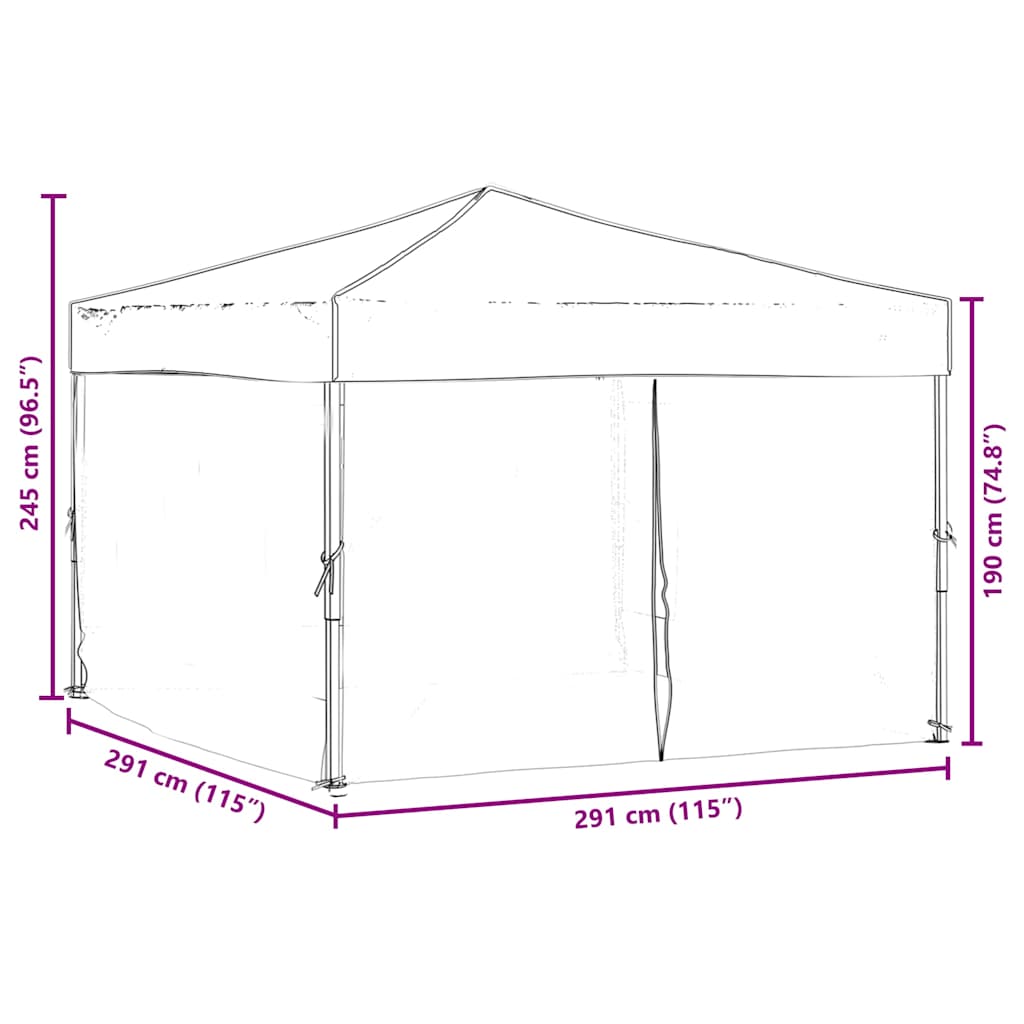 Tenda per Feste Pieghevole con Pareti Laterali Rosso 3x3 m