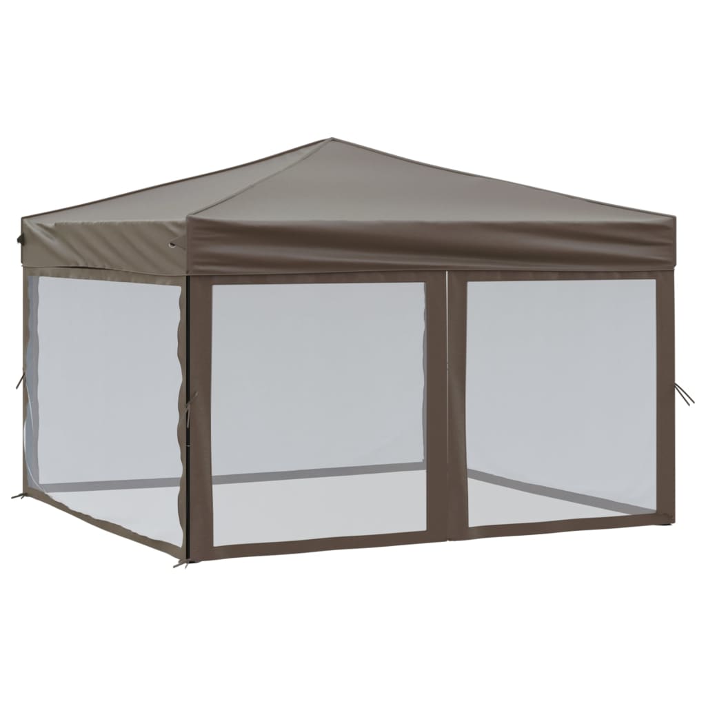 Tenda per Feste Pieghevole con Pareti Laterali Tortora 3x3 m