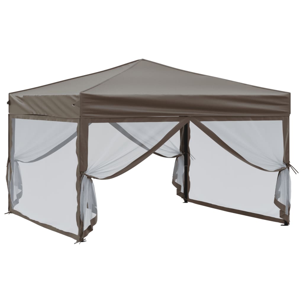 Tenda per Feste Pieghevole con Pareti Laterali Tortora 3x3 m