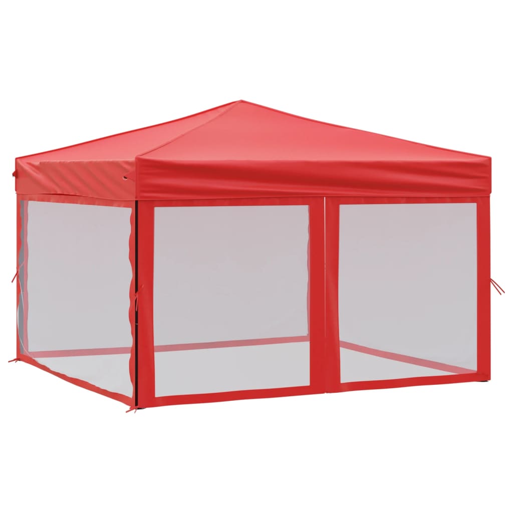 Tenda per Feste Pieghevole con Pareti Laterali Rosso 3x3 m