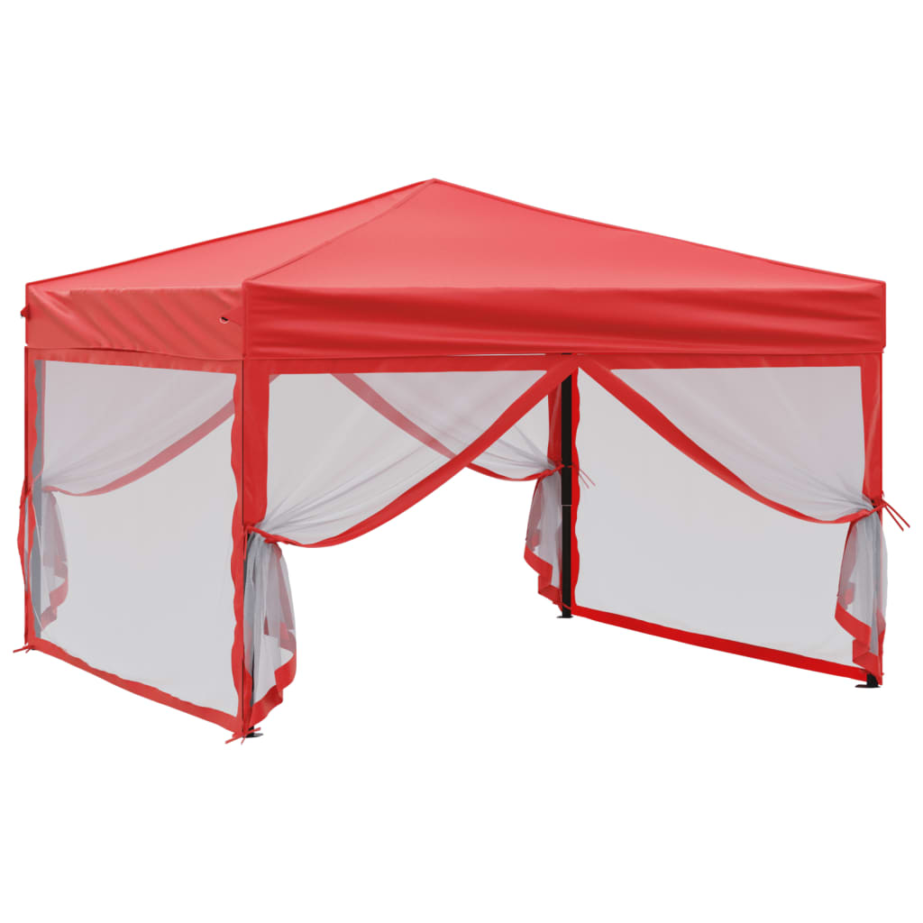 Tenda per Feste Pieghevole con Pareti Laterali Rosso 3x3 m