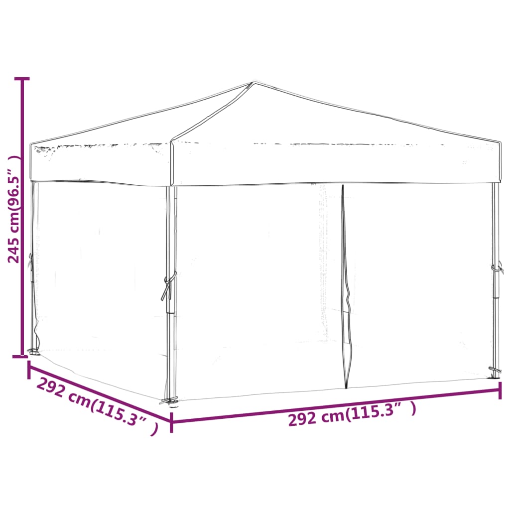 Tenda per Feste Pieghevole con Pareti Laterali Rosso 3x3 m