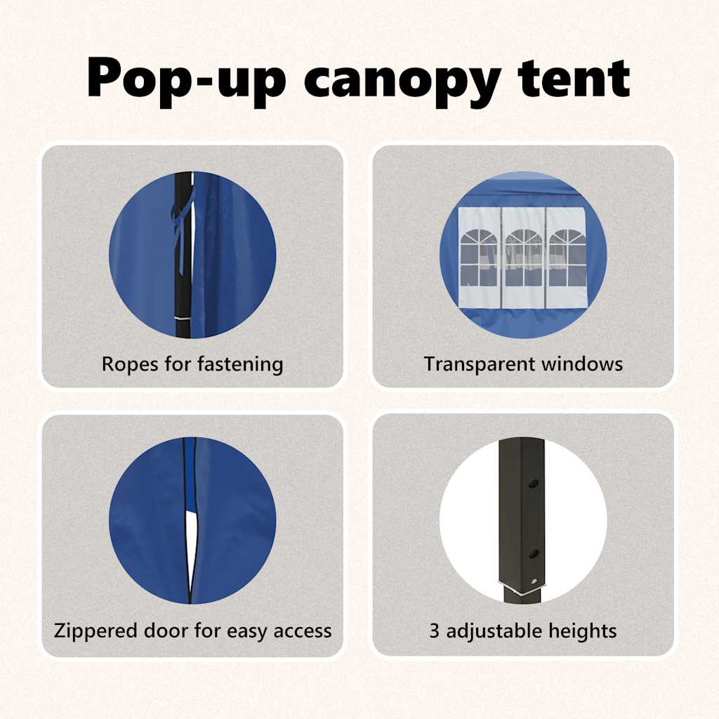 Tenda per Feste Pieghevole con Pareti Laterali Blu 3x6 m