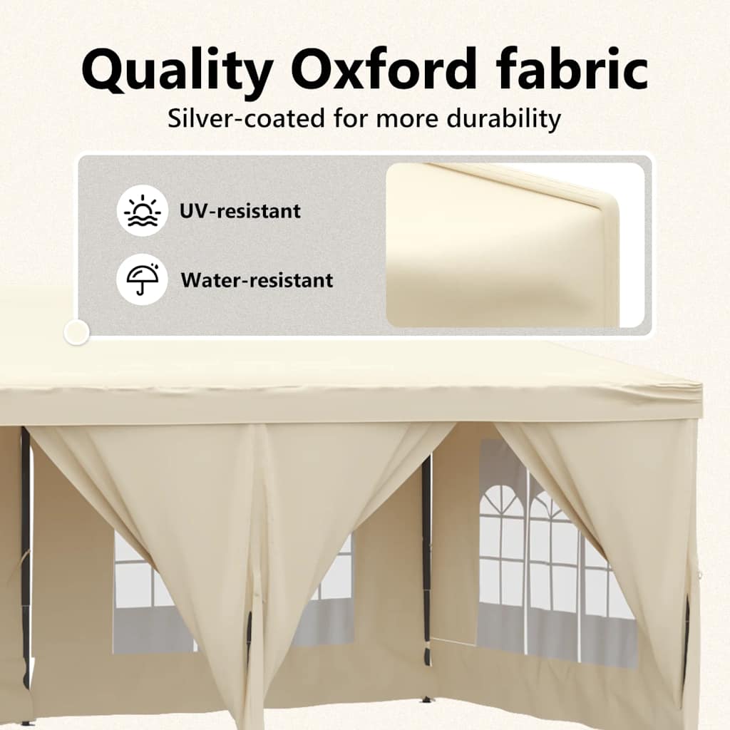 Tenda per Feste Pieghevole con Pareti Laterali Crema 3x6 m