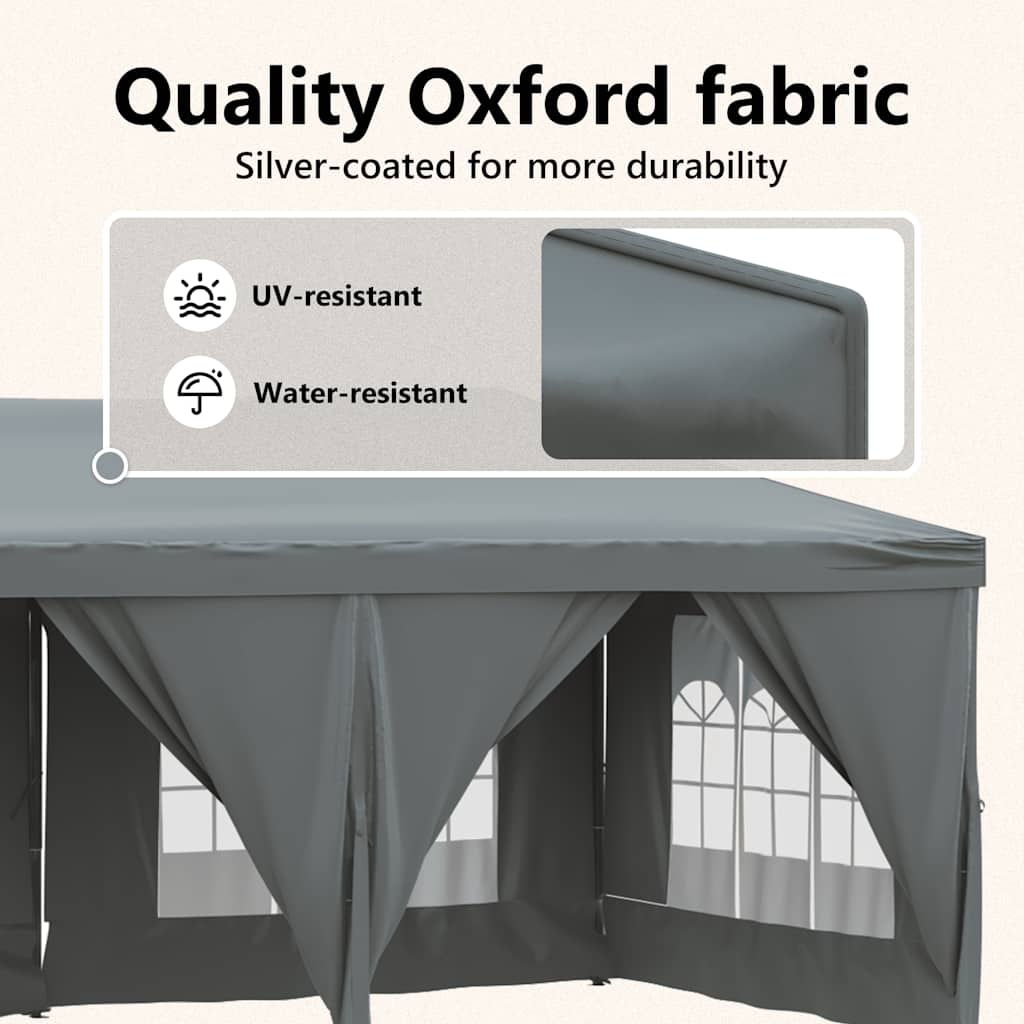 Tenda per Feste Pieghevole con Pareti Laterali Antracite 3x6 m