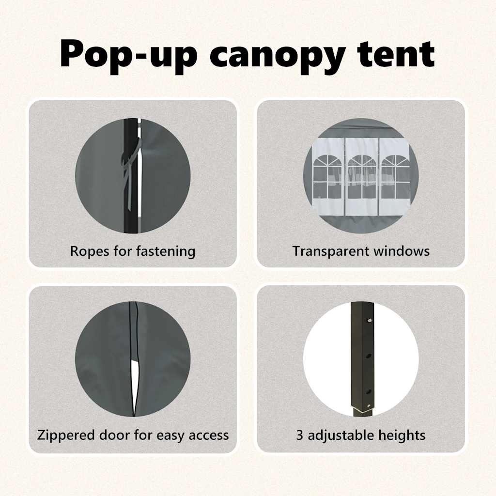 Tenda per Feste Pieghevole con Pareti Laterali Antracite 3x6 m