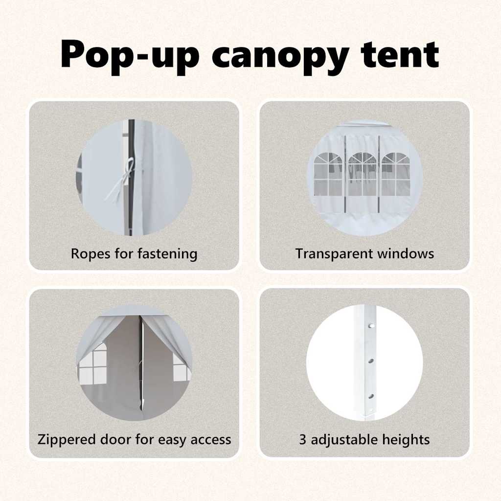 Tenda per Feste Pieghevole con Pareti Laterali Bianco 3x6 m