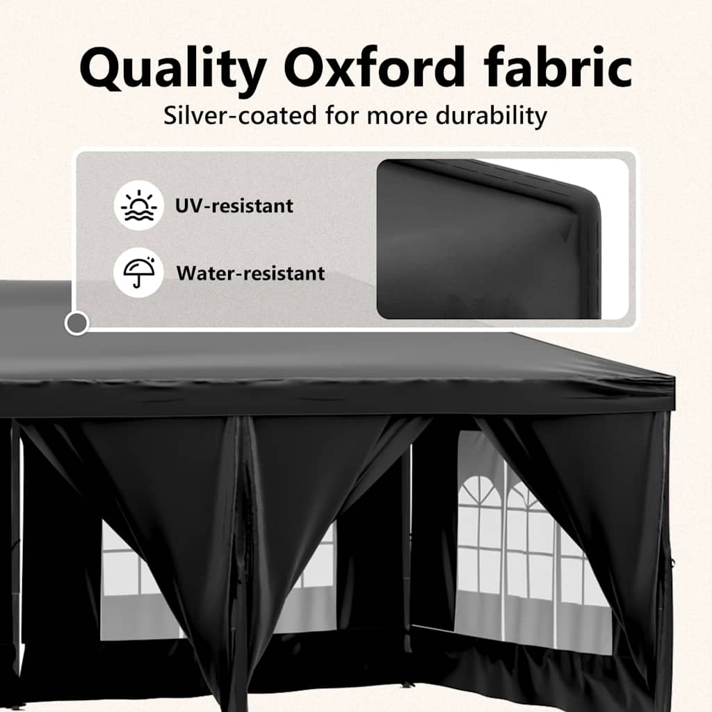 Tenda per Feste Pieghevole con Pareti Laterali Nero 3x6 m