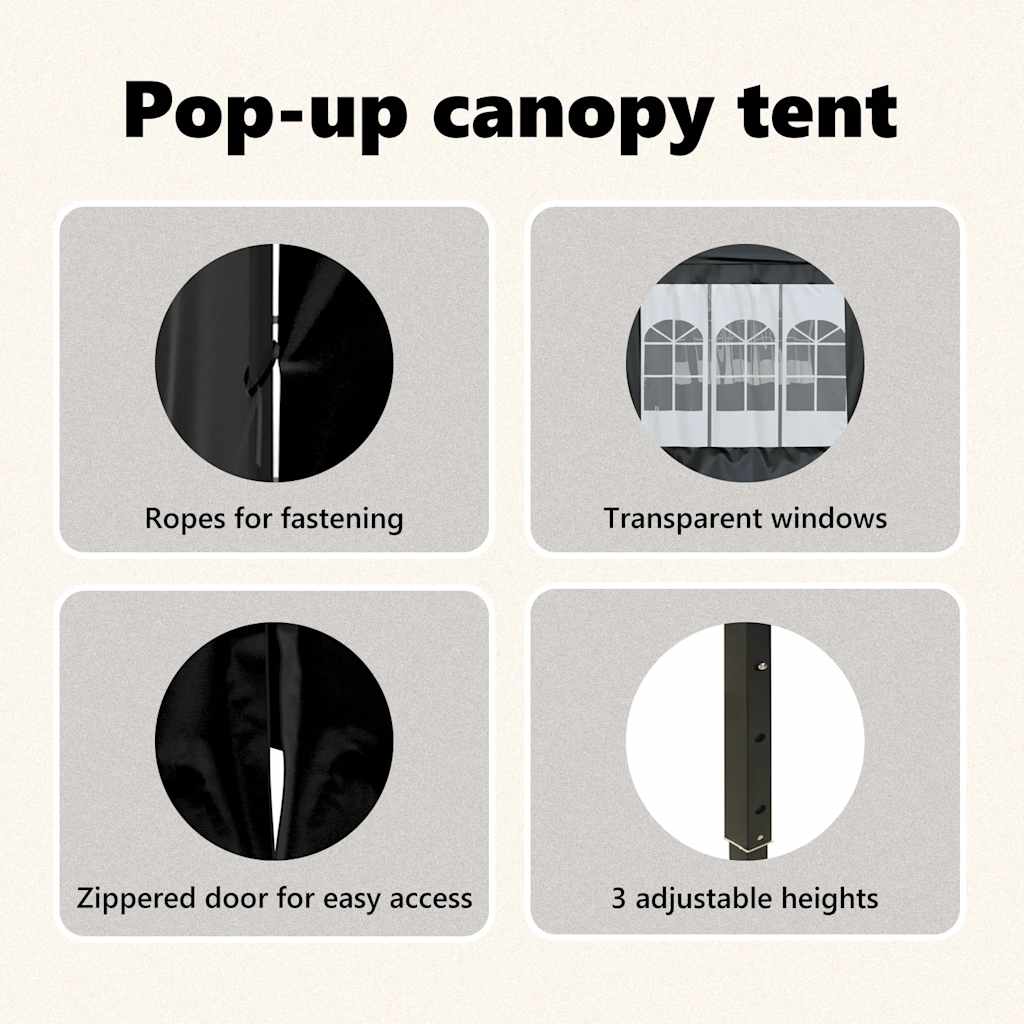 Tenda per Feste Pieghevole con Pareti Laterali Nero 3x6 m