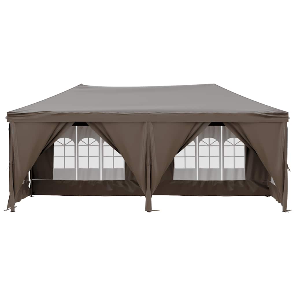 Tenda per Feste Pieghevole con Pareti Laterali Tortora 3x6 m