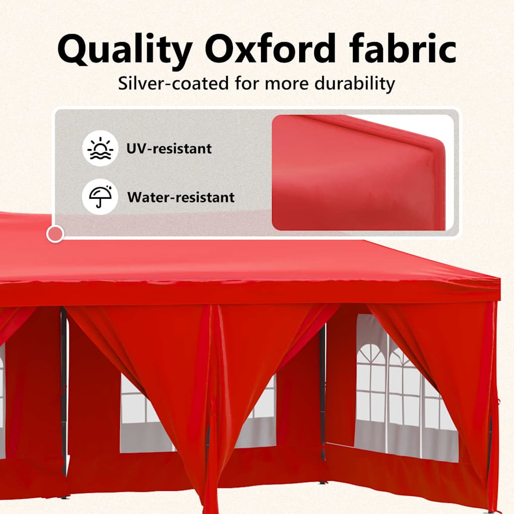 Tenda per Feste Pieghevole con Pareti Laterali Rosso 3x6 m