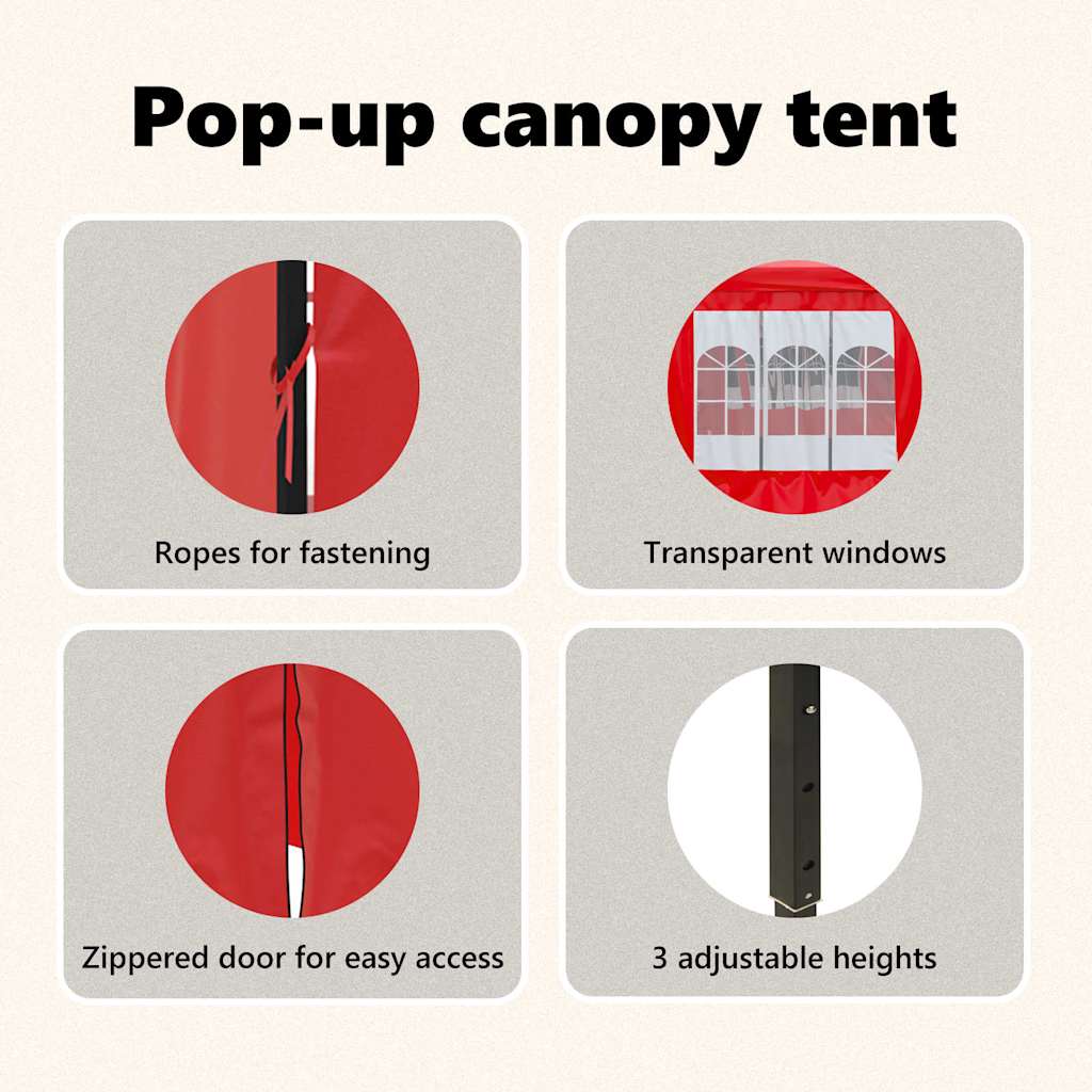 Tenda per Feste Pieghevole con Pareti Laterali Rosso 3x6 m