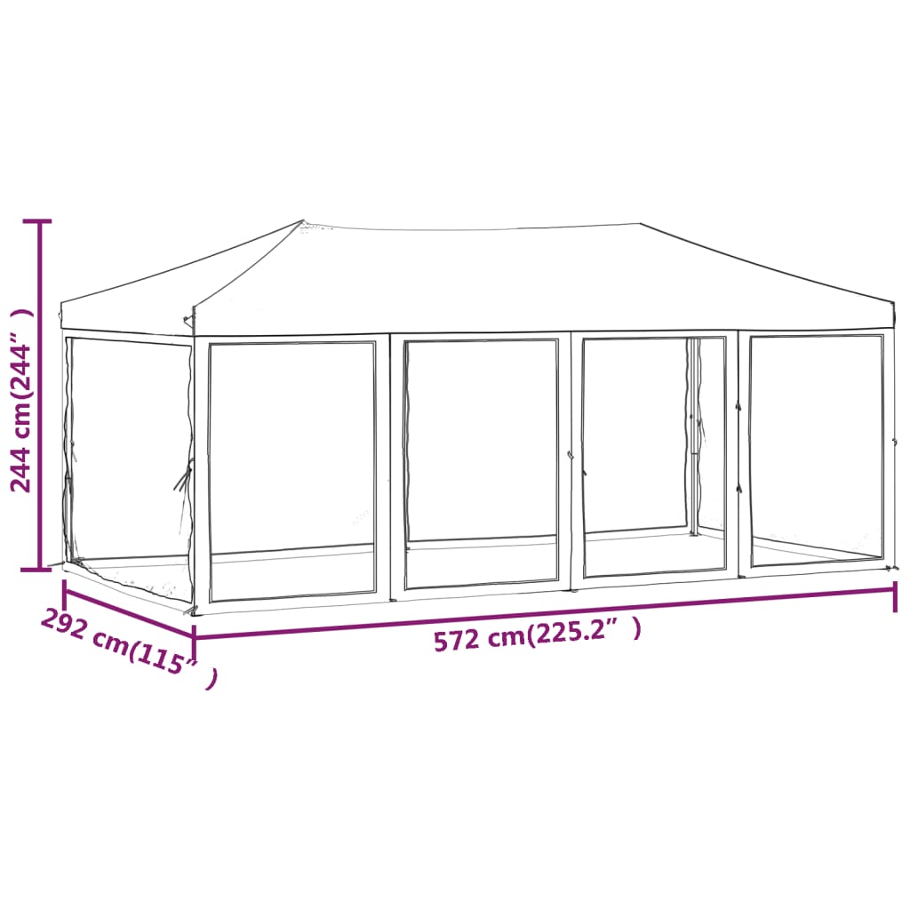 Tenda per Feste Pieghevole con Pareti Laterali Crema 3x6 m