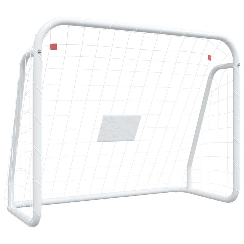 Porta da Calcio con Rete Bianca 125x96x60 cm Acciaio Poliestere