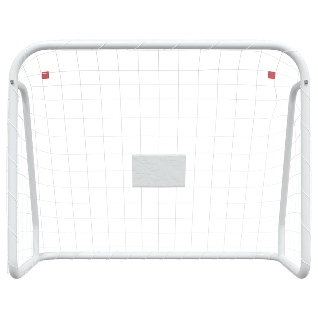 Porta da Calcio con Rete Bianca 125x96x60 cm Acciaio Poliestere