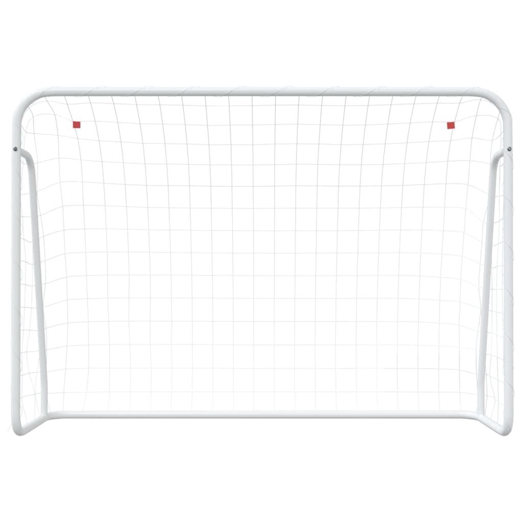 Porta da Calcio con Rete Bianca 214x75x152cm Acciaio Poliestere