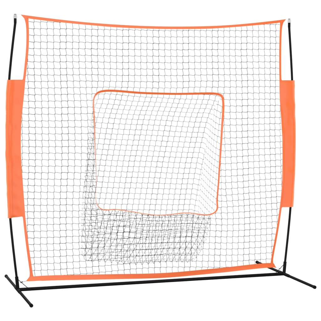 Rete Baseball Arancione e Nera 219x107x212 cm Acciaio e Poliestere