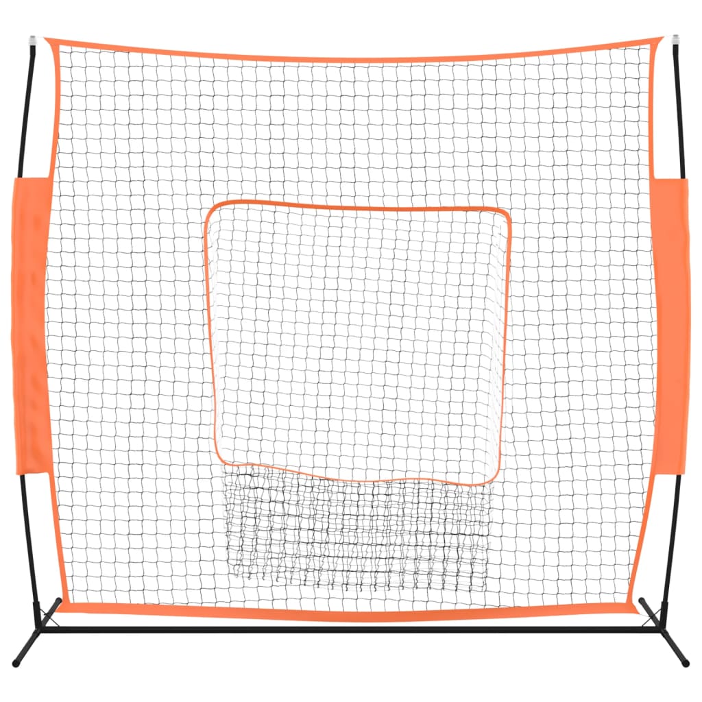 Rete Baseball Arancione e Nera 219x107x212 cm Acciaio e Poliestere