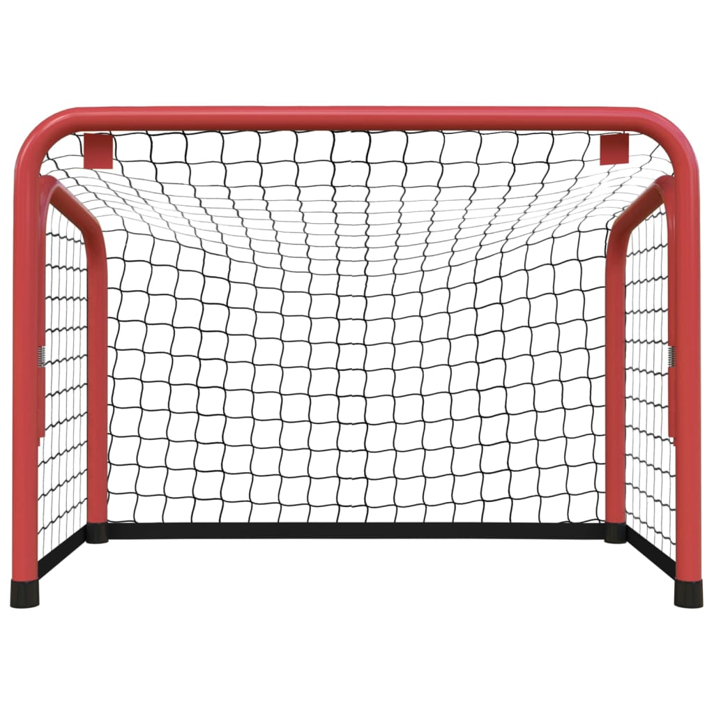 Porta Hockey Rete Rossa e Nera 68x32x47 cm Acciaio e Poliestere