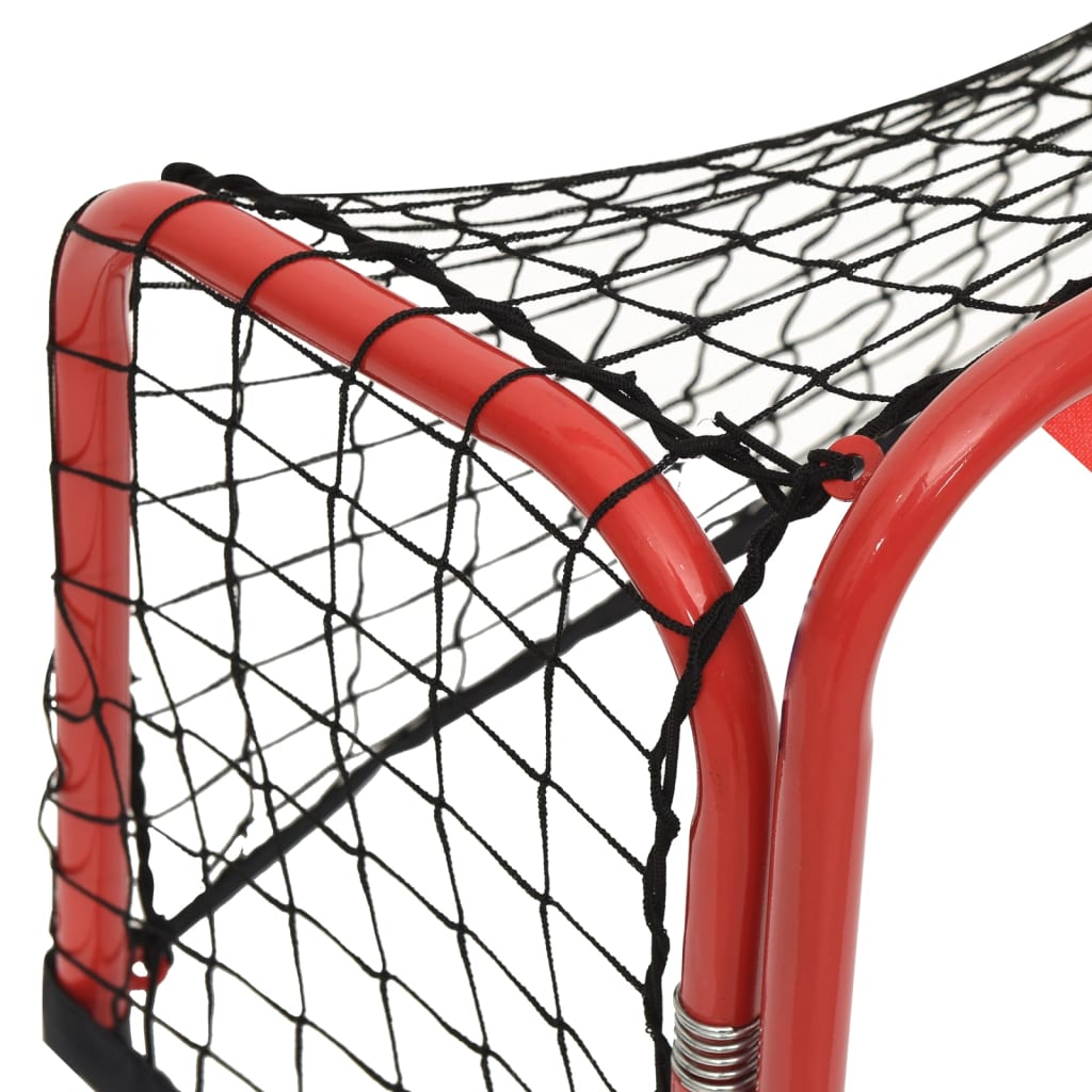 Porta Hockey Rete Rossa e Nera 68x32x47 cm Acciaio e Poliestere