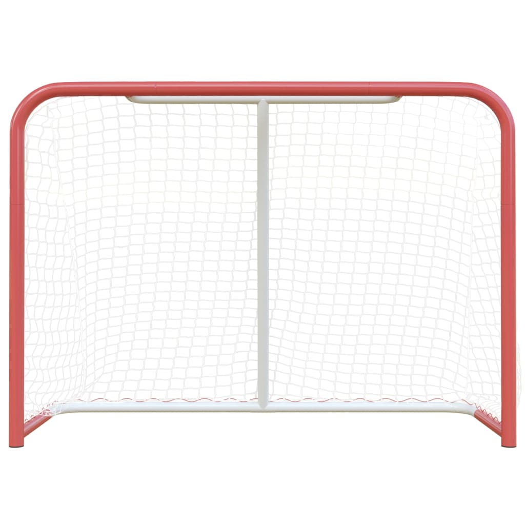 Porta Hockey Rete Rossa Bianca 153x60x118cm Acciaio Poliestere