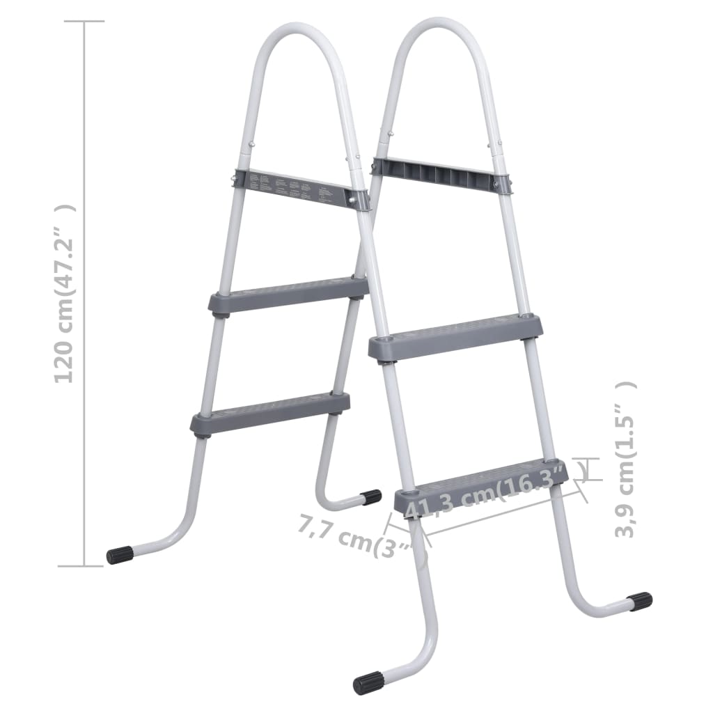 Scaletta per Piscina Grigia 84 cm Acciaio