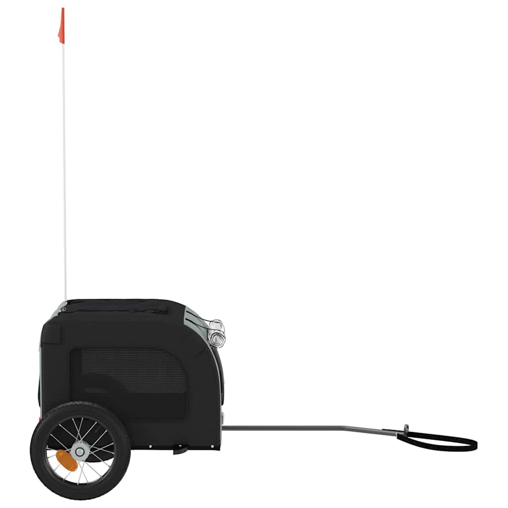 Rimorchio da Bici per Animali Grigio e Nero Oxford e Ferro