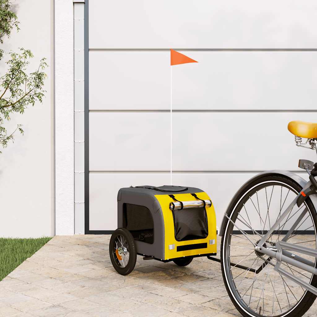 Rimorchio da Bici per Animali Giallo e Grigio Oxford e Ferro