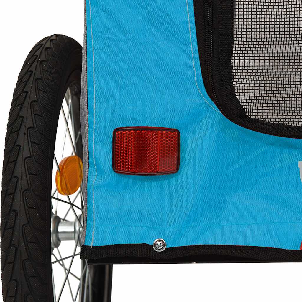 Rimorchio da Bici per Animali Blu e Grigio Oxford e Ferro