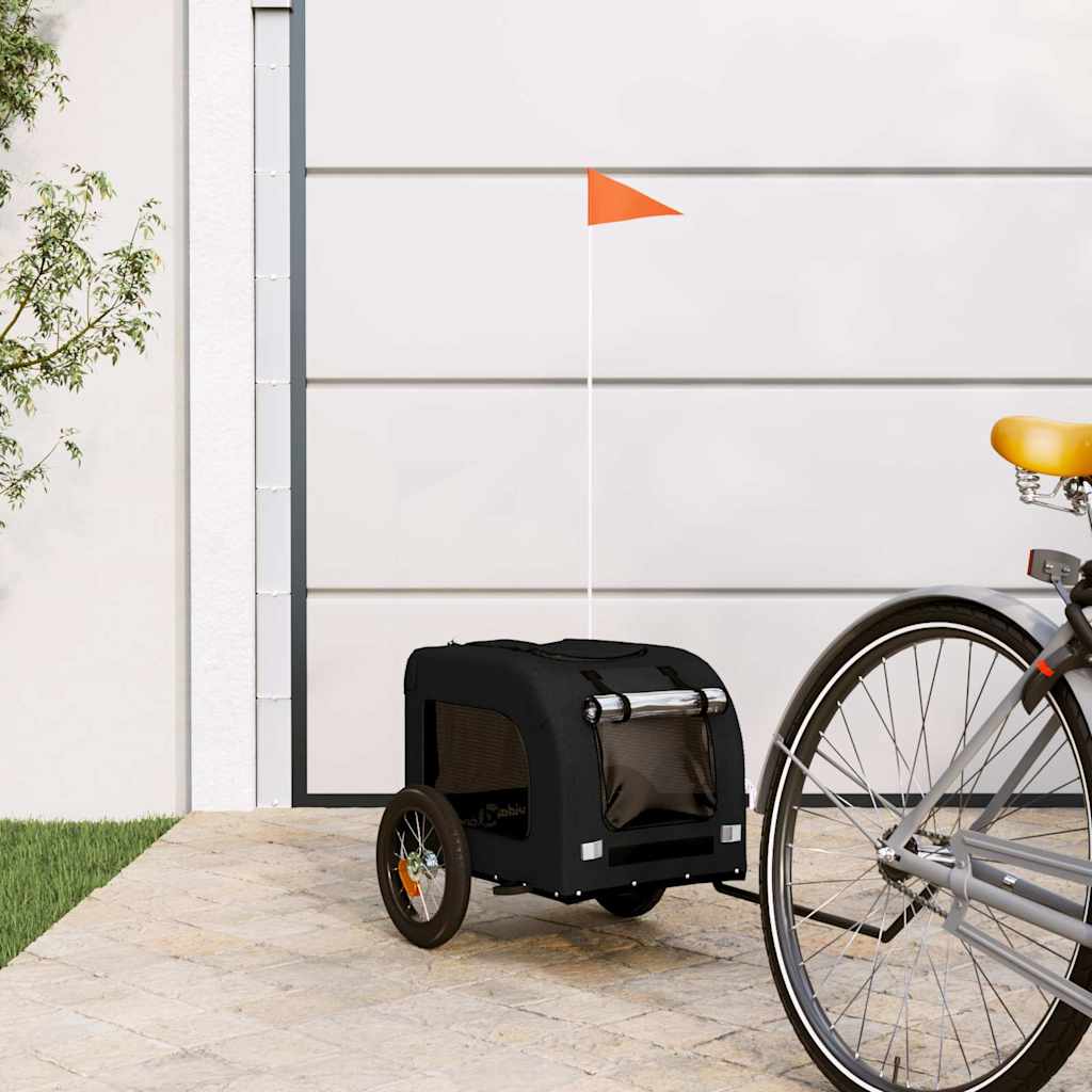 Rimorchio da Bici per Animali Nero Oxford e Ferro