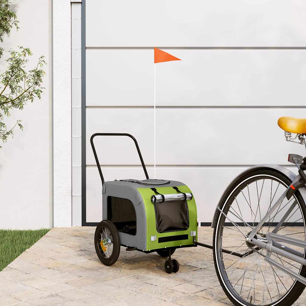 Rimorchio per bicicletta per animali domestici Verde e Grigio