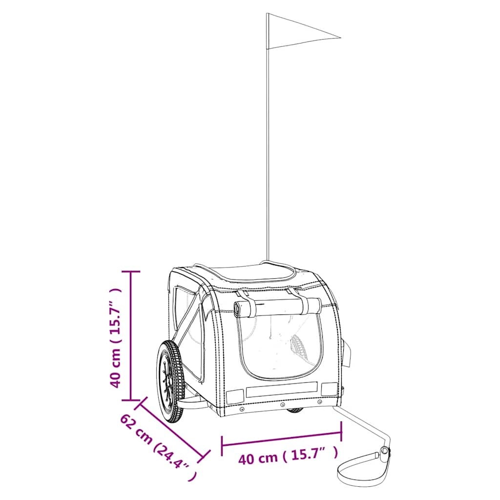 Rimorchio da Bici per Animali Nero Oxford e Ferro