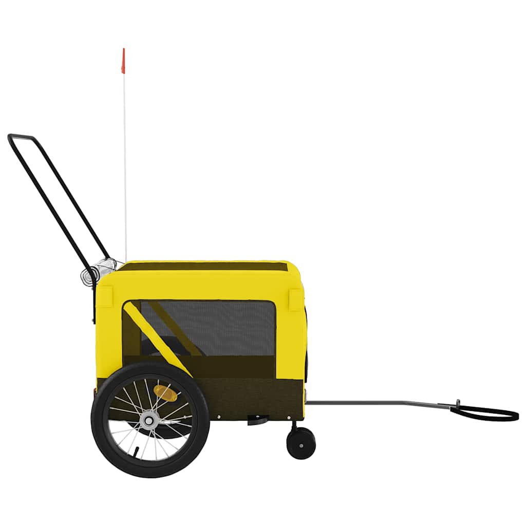 Rimorchio da Bici per Animali Giallo e Nero Oxford e Ferro