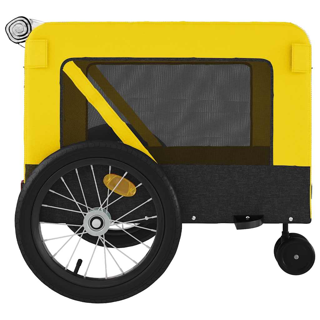 Rimorchio da Bici per Animali Giallo e Nero Oxford e Ferro