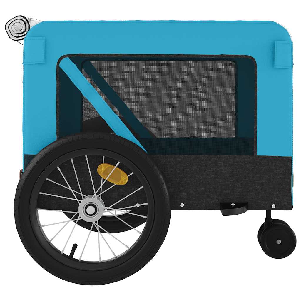 Rimorchio da Bici per Animali Blu e Nero Oxford e Ferro