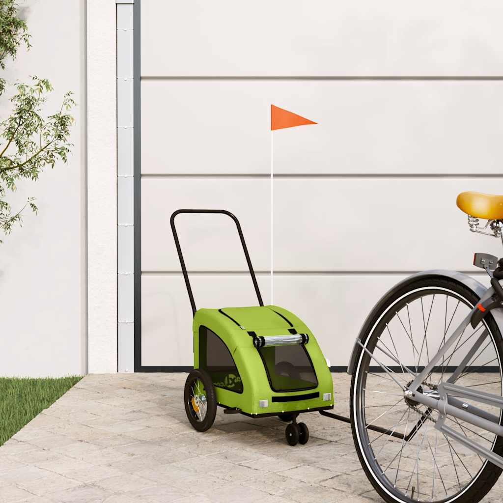 Rimorchio da Bici per Animali Verde Oxford e Ferro