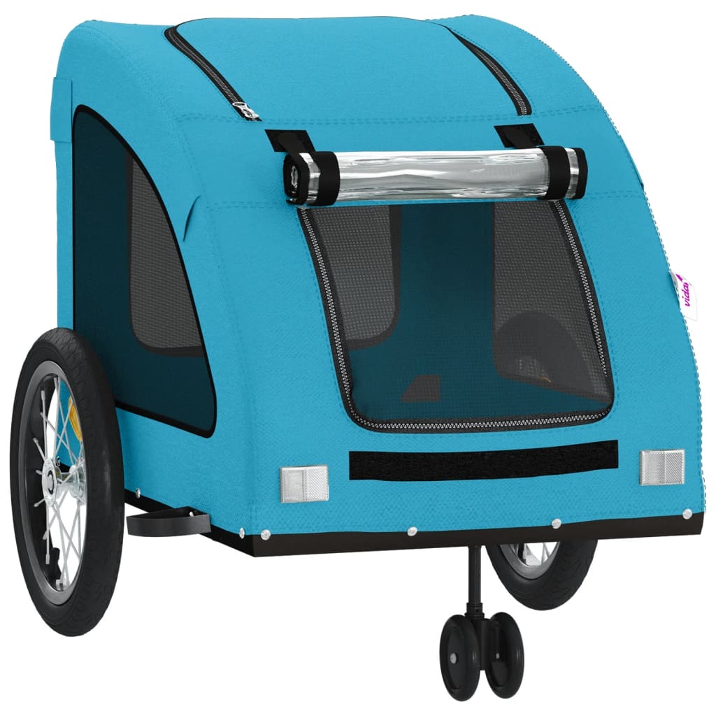 Rimorchio da Bici per Animali Blu Oxford e Ferro