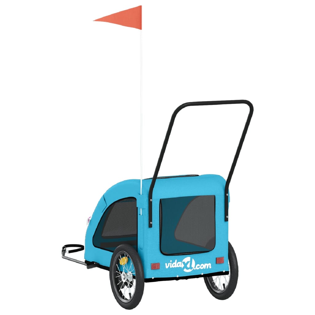 Rimorchio da Bici per Animali Blu Oxford e Ferro