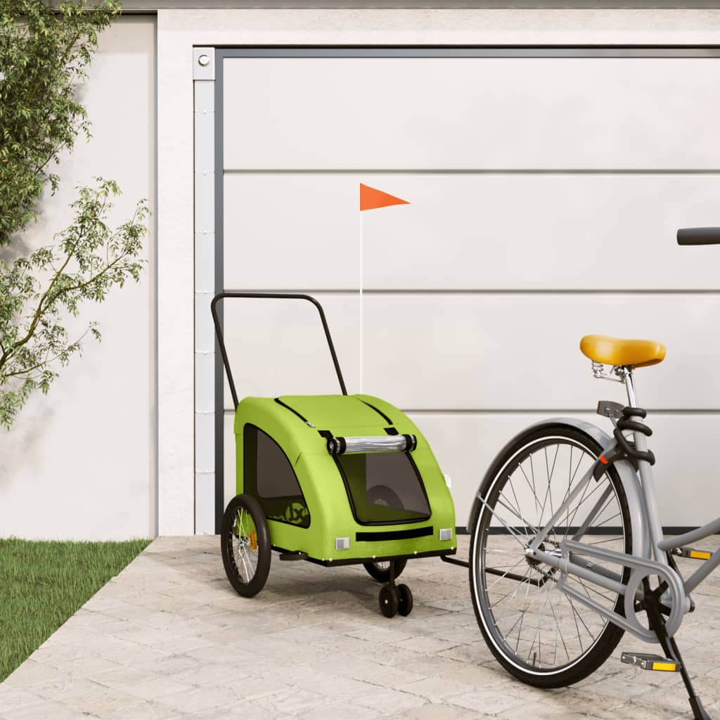 Rimorchio da Bici per Animali Verde Oxford e Ferro