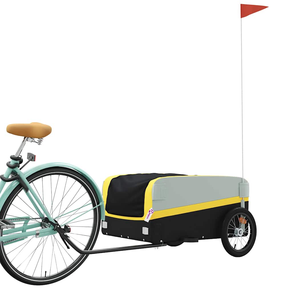 Rimorchio da Bici Nero e Giallo 45 kg in Ferro