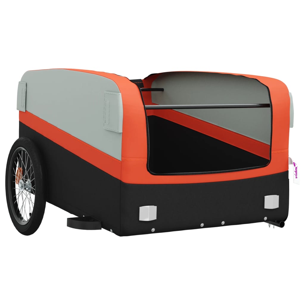 Rimorchio da Bici Nero e Arancione 45 kg in Ferro