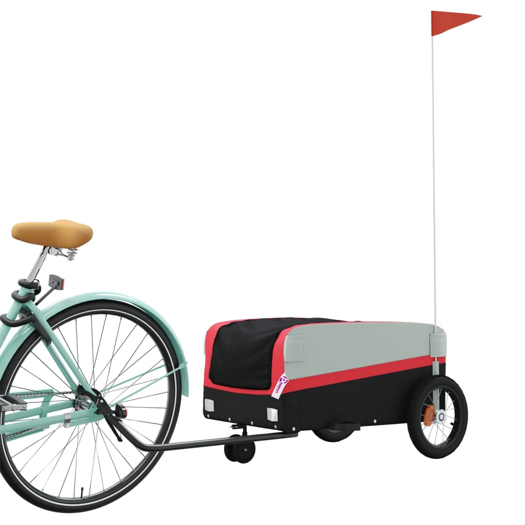 Rimorchio da Bici Nero e Rosso 30 kg in Ferro