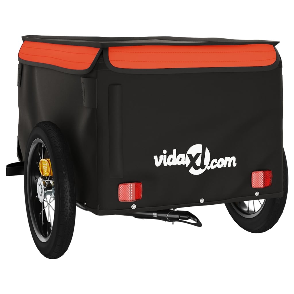 Rimorchio da Bici Nero e Arancione 30 kg in Ferro