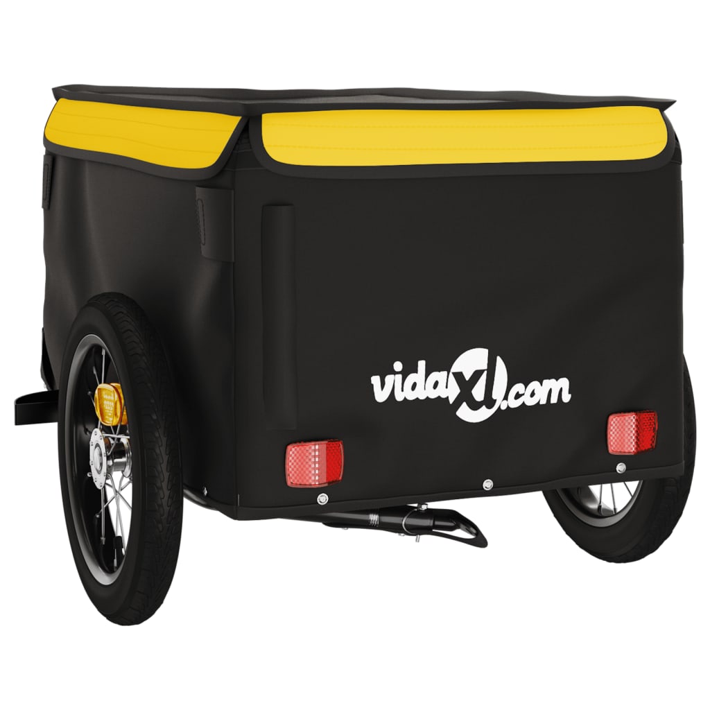 Rimorchio da Bici Nero e Giallo 30 kg in Ferro